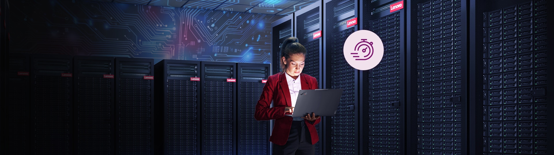 Image of two Lenovo servers: on the left, a ThinkSystem ST650 V3 server, and on the right, a V4 rack server with a clock icon, highlighting a special promotion.