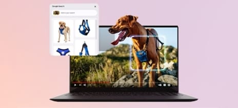 open chromebook displaying an AI-assisted creative tool for searching images
