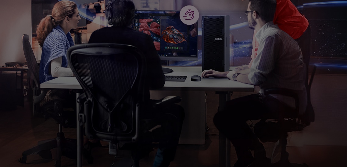 Image de deux serveurs Lenovo : à gauche, un serveur ThinkSystem ST650 V3 et à droite, une baie de serveur V4 avec icône d’horloge, mettant en évidence une promotion spéciale.