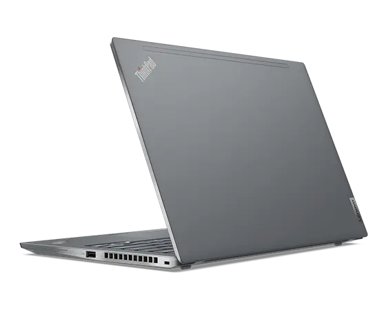 Thinkpad T14s laptop grey slightly open back view
