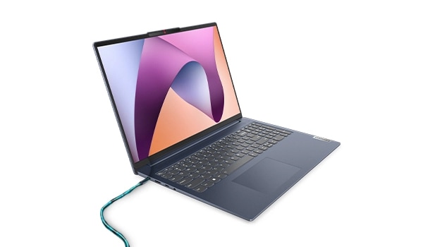 Lenovo Ideapad Slim 5 16 inches Intel Abyss blue right side view with a power cable