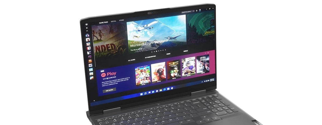 Lenovo LOQ 15IRH8 with Microsoft Xbox Game Pass UI on the display