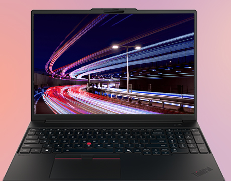A display of a vibrant highway light trail on the Lenovo ThinkPad P16s i Gen 5 (Intel) mobile workstation.