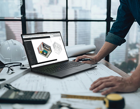 Large CAD model review supports collaborative AEC workflows enabled by Lenovo ThinkPad P16s Gen 5 (16″ AMD) Mobile Workstation.