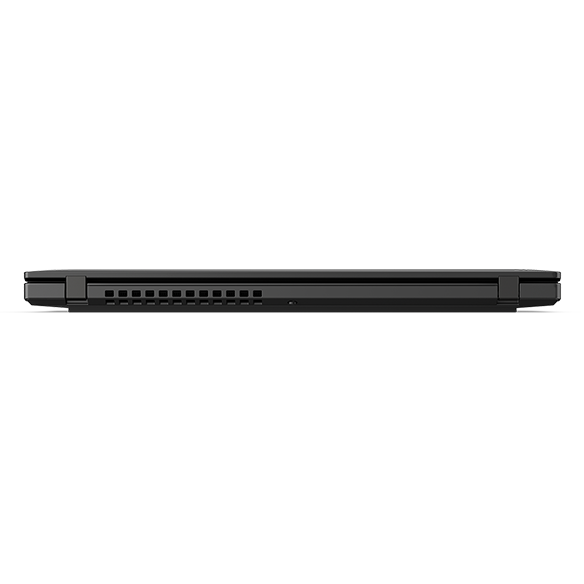 Rear view of Lenovo ThinkPad P14s Gen 6 (14” AMD) laptop with closed lid, focusing its vents for efficient cooling & thermal management.