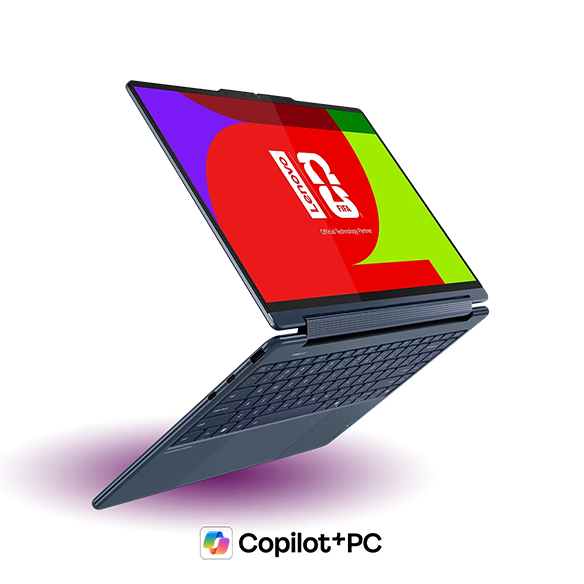 The Yoga 9i 2-in-1 Gen 10 Aura Edition (14 Intel) opened 240 degrees, showing display and keyboard.