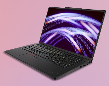 Abstract light patterns displayed on the Lenovo ThinkPad P14s Gen 7 (14" Intel) mobile workstation, emphasizing its screen clarity.