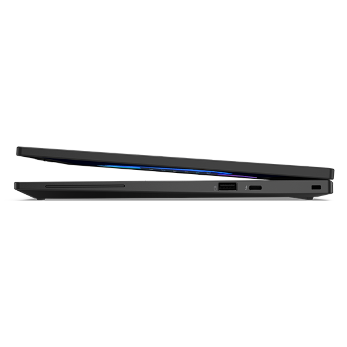Sleek profile, garaged pen, 2 x Thunderbolt 4 ports & HDMI on the Lenovo ThinkPad T14s 2-in-1 Gen 2 (14″ Intel) laptop.