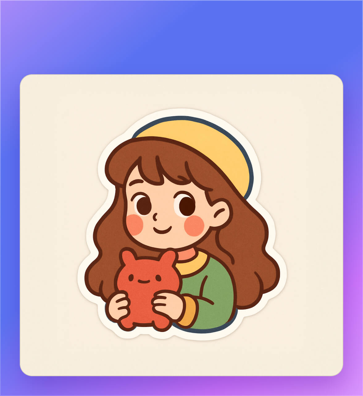 Lenovo Qira sticker creator generating a cute illustrated girl holding a red doll
