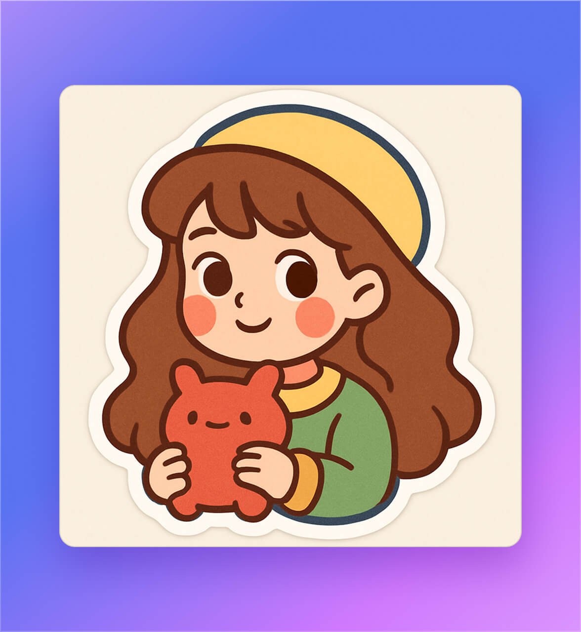 Lenovo Qira sticker creator generating a cute illustrated girl holding a red doll