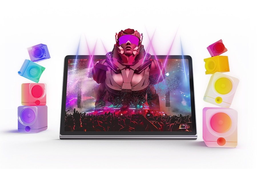 Vue explosée du système HiFi Matrix Tab Plus de Lenovo.