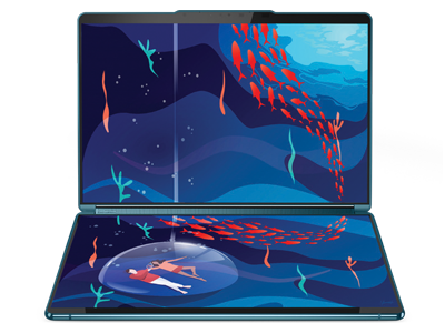 The Lenovo Yoga All-in-One, right angle view