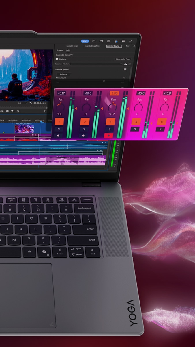 A stylus hovers over the Smart Note interface on a Lenovo Yoga laptop. 