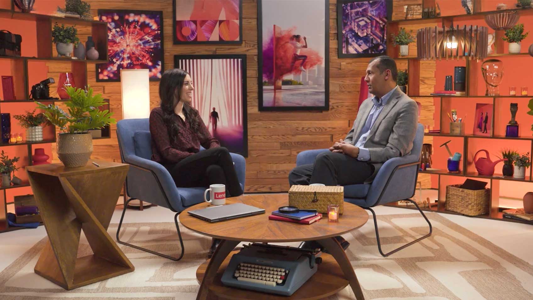 Alexa Carlin interviewing Lohit Lakshman in the Lenovo Studio.