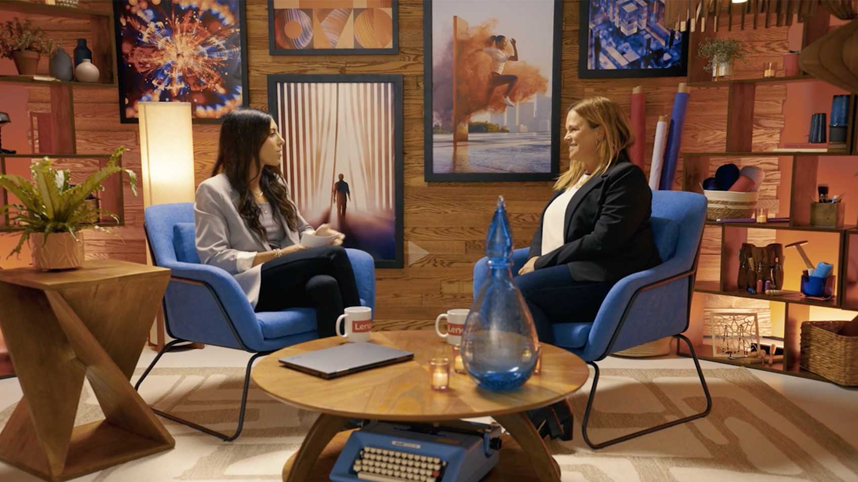 Alexa Carlin interviewing Marshae Mansfield in the Lenovo Studio.