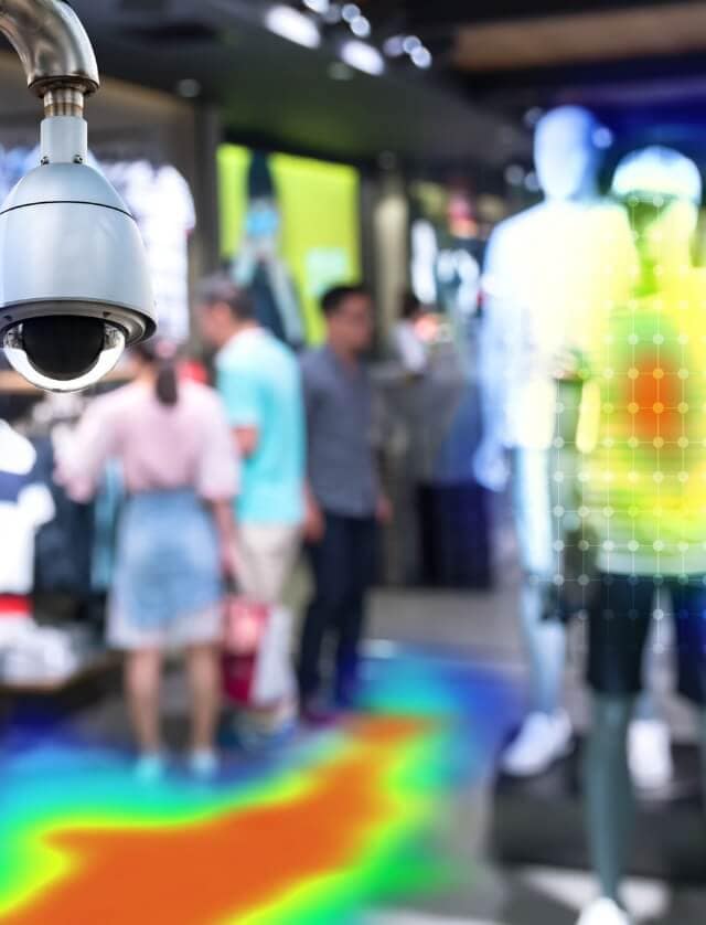 A camera scanning products in a clothing store