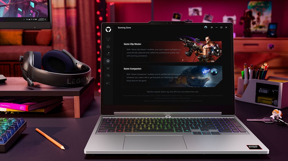 Lenovo LOQ 17IRX10 front facing right with the Gaming Zone UI on the screen.
