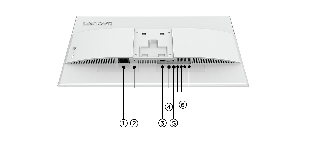 Bottom view of the monitor with all the ports.