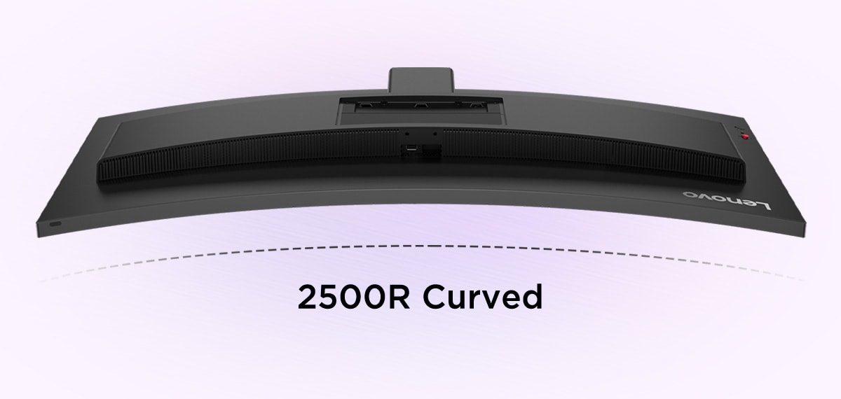 ThinkVision P40wd-40 Monitor with 2500R curved design, offering immersive viewing, showcasing sleek back and curved feature.