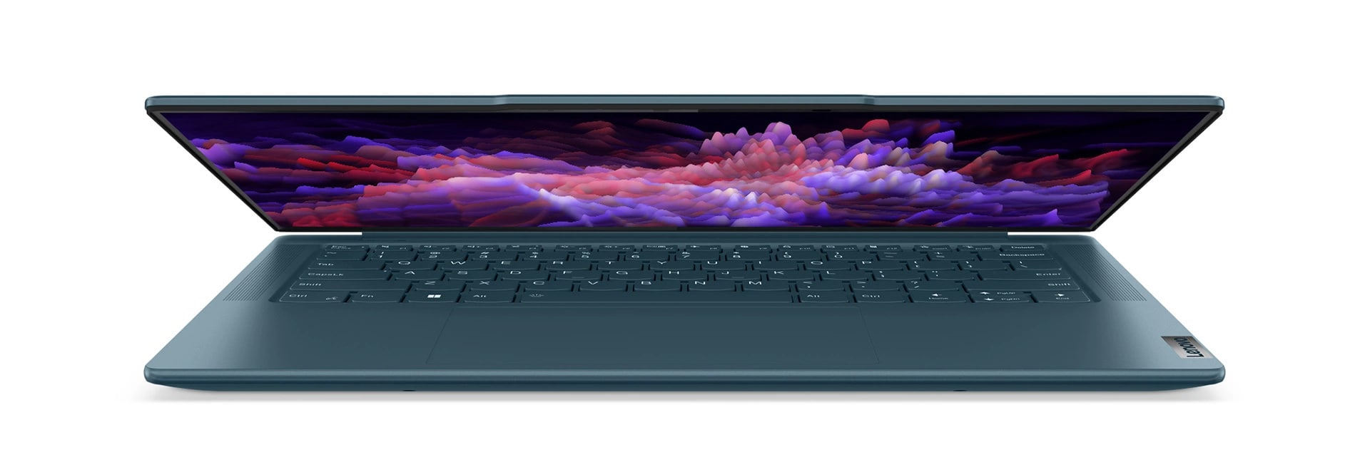 Half-open Lenovo Yoga laptop frontal shot