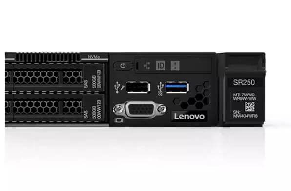 Lenovo ThinkSystem SR250 Rack Server - close up front facing