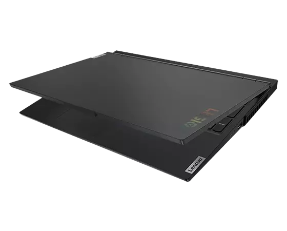 Right angled view of the Lenovo Legion 5 15 laptop, folded