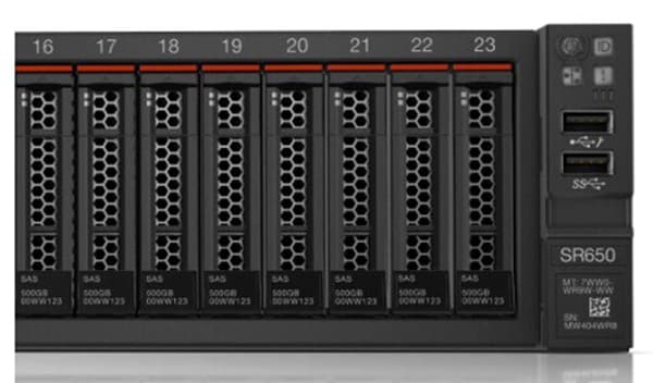 Lenovo ThinkSystem SR650 Rack Server - close up front facing