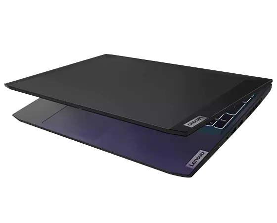 Lenovo IdeaPad Gaming 3i Gen 6 (15” Intel) laptop—3/4 right-front view from slightly above, with lid partially open