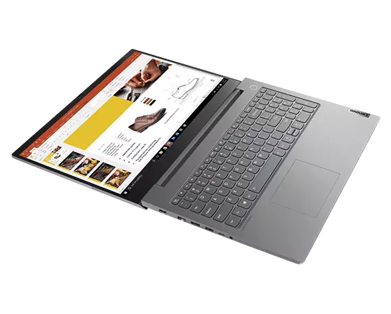 Lenovo ThinkBook 15p Gen 2 ouvert à 180 degrés montrant l’écran et le clavier.