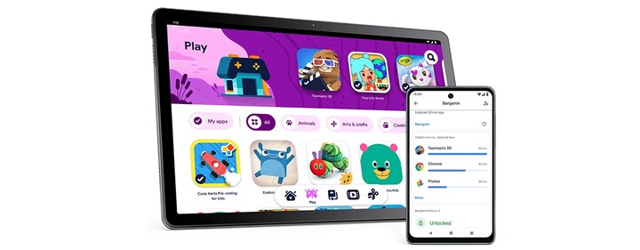 Custodia Con Tastiera Wireless Per Lenovo Tab M10 Plus 3rd Gen 10.6'' (TB-125FU/128FU) - Layout Italiano, Retroilluminata 7 Colori, Viola