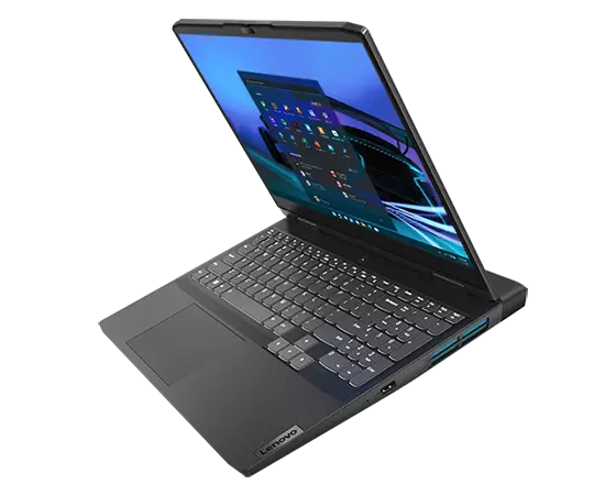 IdeaPad Gaming 3i Gen 7 front facing left, Windows 11 on screen