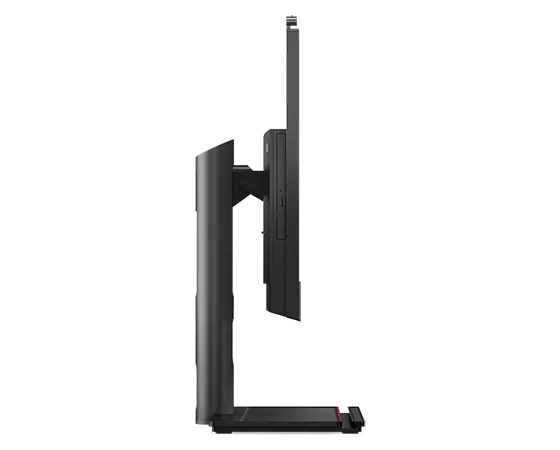 Left side profile of Lenovo ThinkCentre M90a Pro Gen 3 AIO (23" Intel), showing phone-docking bar and a clutter-free cord management base.