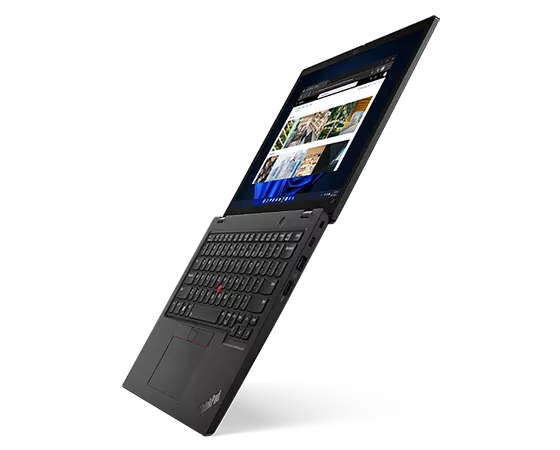 Portable ThinkPad L13 Gen 3 ouvert à 180 degrés, orienté vers la gauche