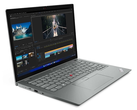 ThinkPad L13 Yoga Gen 3 laptop front-facing right, showing display and keyboard.