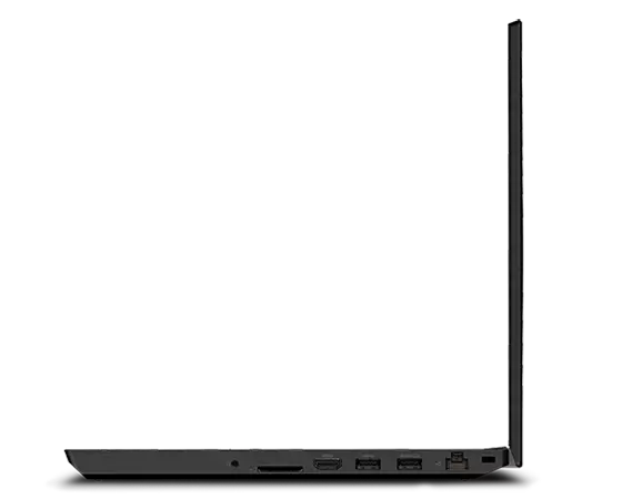 Left side profile of ThinkPad P15v Gen 3 (15″ Intel) mobile workstation, opened 90 degrees, showing ports.