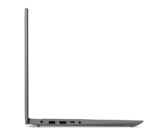 Vista del perfil derecho de los puertos del portátil IdeaPad 3i de 7.ª generación en color Arctic Grey