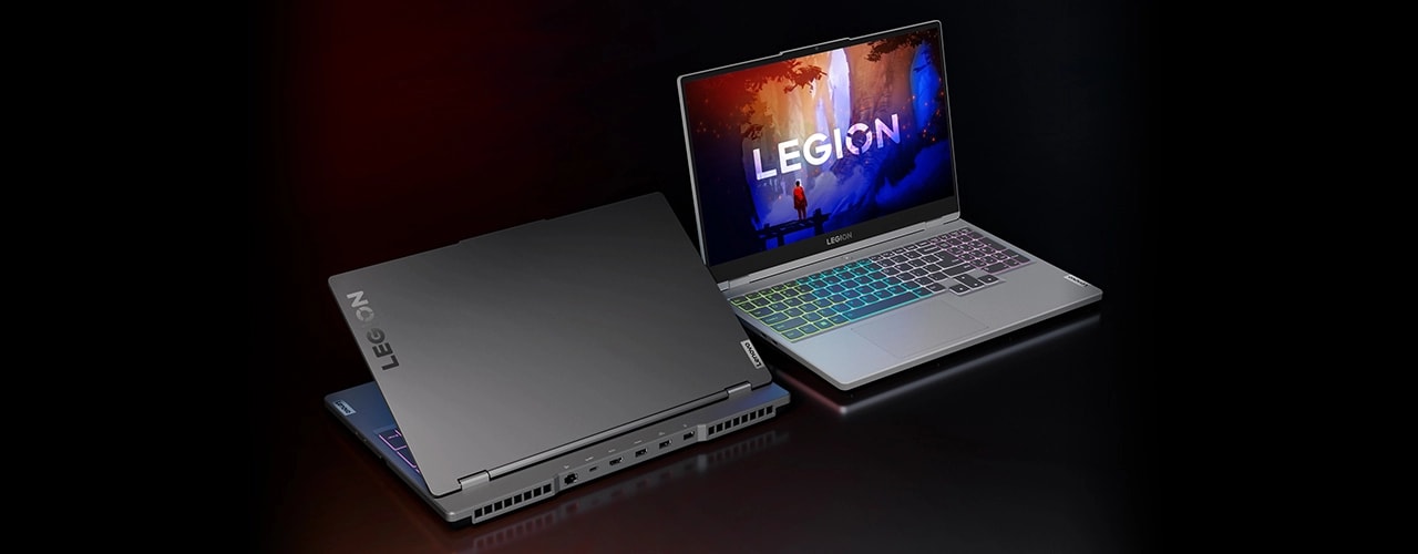 Legion 5 Gen 7 (15″ AMD) front view and rear view