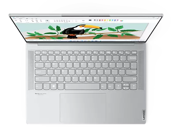 Yoga Slim 7 Carbon Gen 6 (14" AMD), Cloud Grey, top view of keyboard
