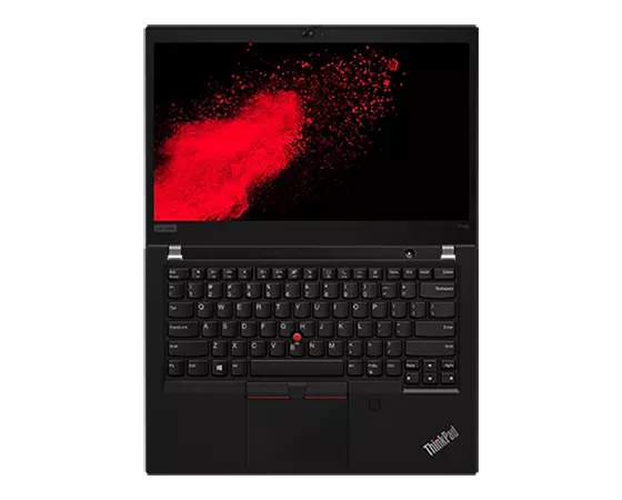 Bærbar Lenovo ThinkPad P14s Gen 2-computer (14'' Intel) til professionelle set oppefra, ligger fladt