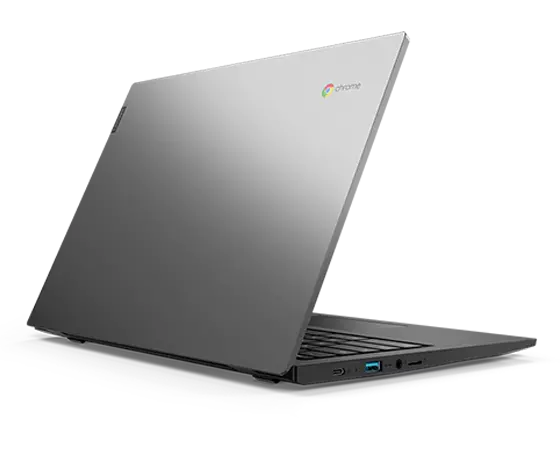 Lenovo Chromebook S345(14, AMD) left rear view showing logo 