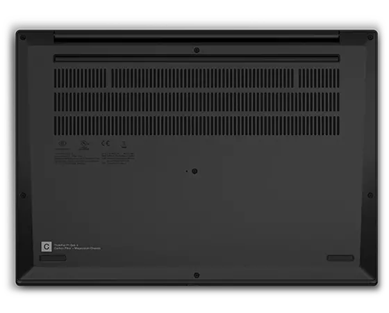 Bottom side of the Lenovo ThinkPad P1 Gen 4 mobile workstation showing vents.