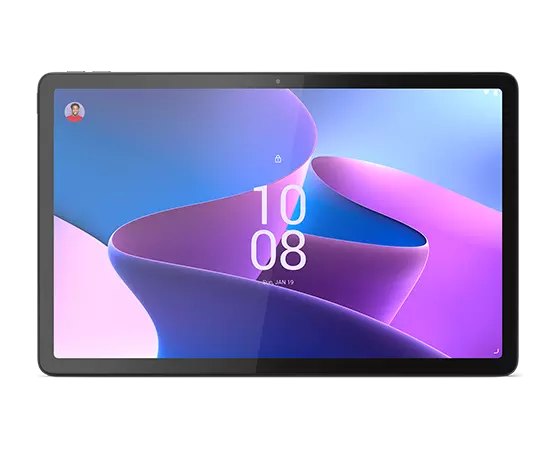 Vista frontal de la tablet Lenovo Tab P11 Pro de 2da generación con la pantalla encendida