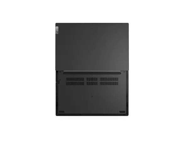 Lenovo V14 Gen 2 (14" Intel) laptop – bottom view, with lid fully open