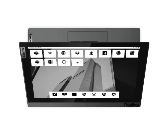 Vue de dessus du portable professionnel à double écran Lenovo ThinkBook Plus Gen 2 (Intel)