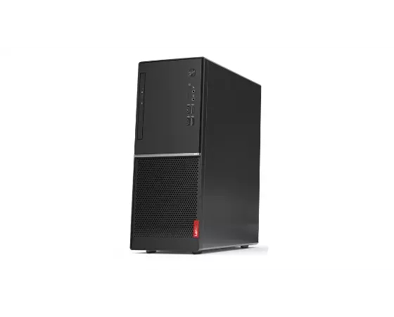 Right angle view of the Lenovo V55t tower desktop.