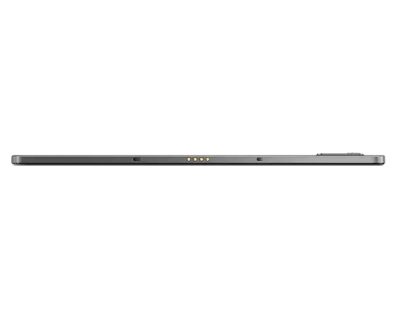 Vue de profil du bas de la tablette Lenovo Tab P11 coloris Storm Grey