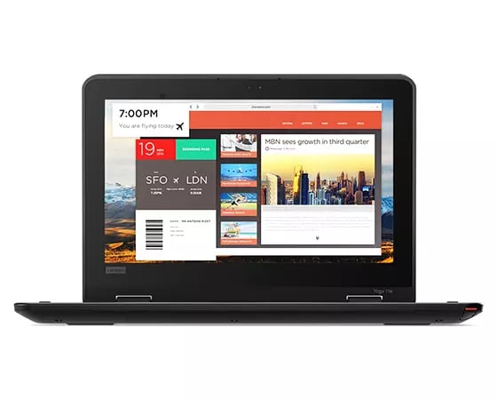 Lenovo ThinkPad Yoga 11e (5th gen) laptop front-facing shot showing display.