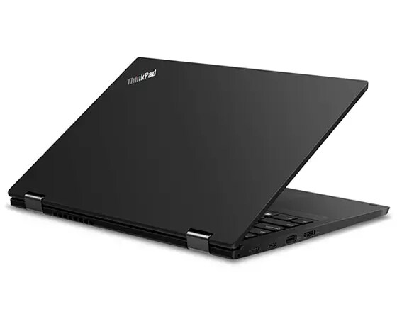 Lenovo ThinkPad L390 Yoga - 2-in-1 laptop half-opened, revealing 13.3" screen and keyboard