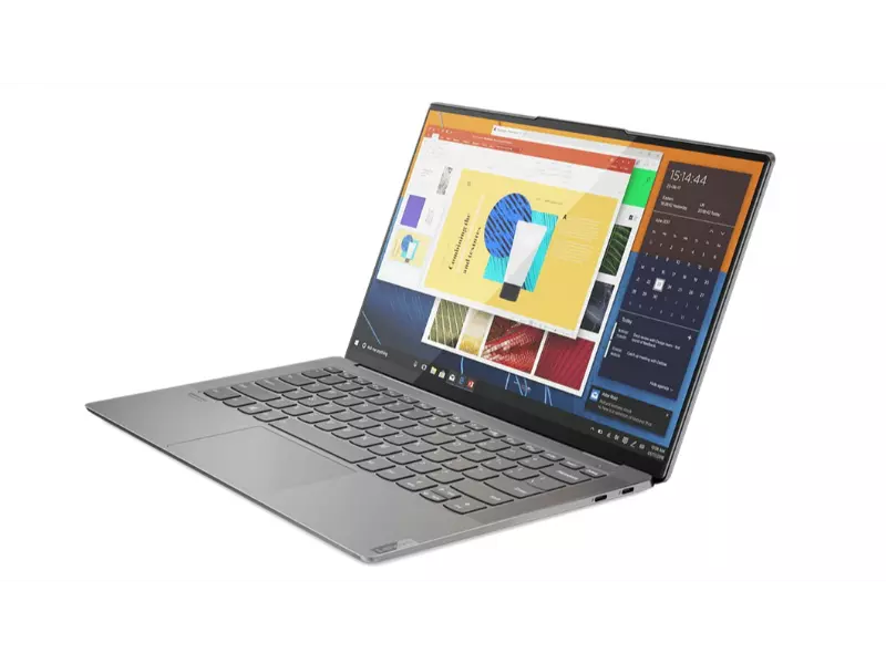 Lenovo Yoga S940 open, with powerpoint in use