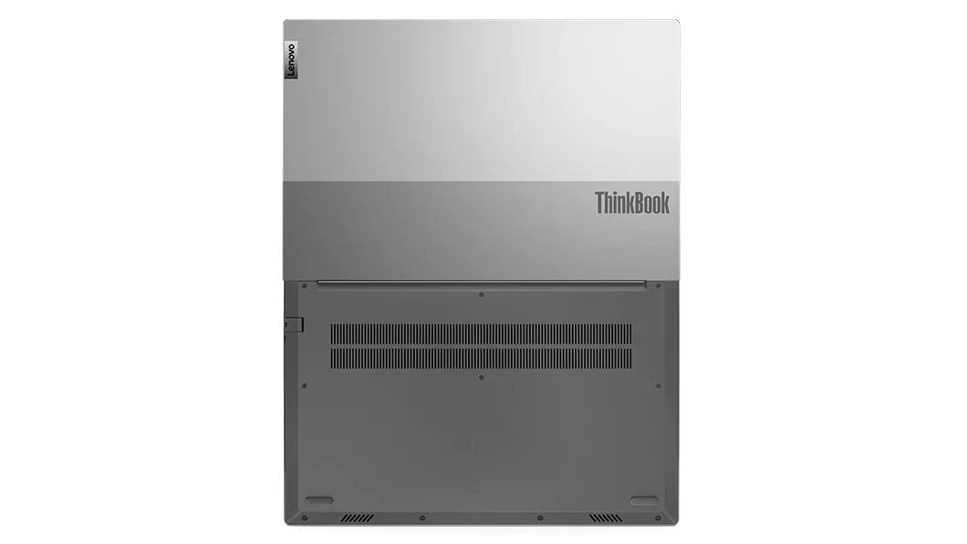Lenovo ThinkBook 15 Gen 4 (15, AMD) laptop – bottom view, lid open 180 degrees